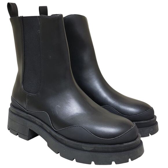 Wild Pair Women Grayce Chunky Platform Chelsea Boots Size US 9M Black Smooth - Picture 1 of 5